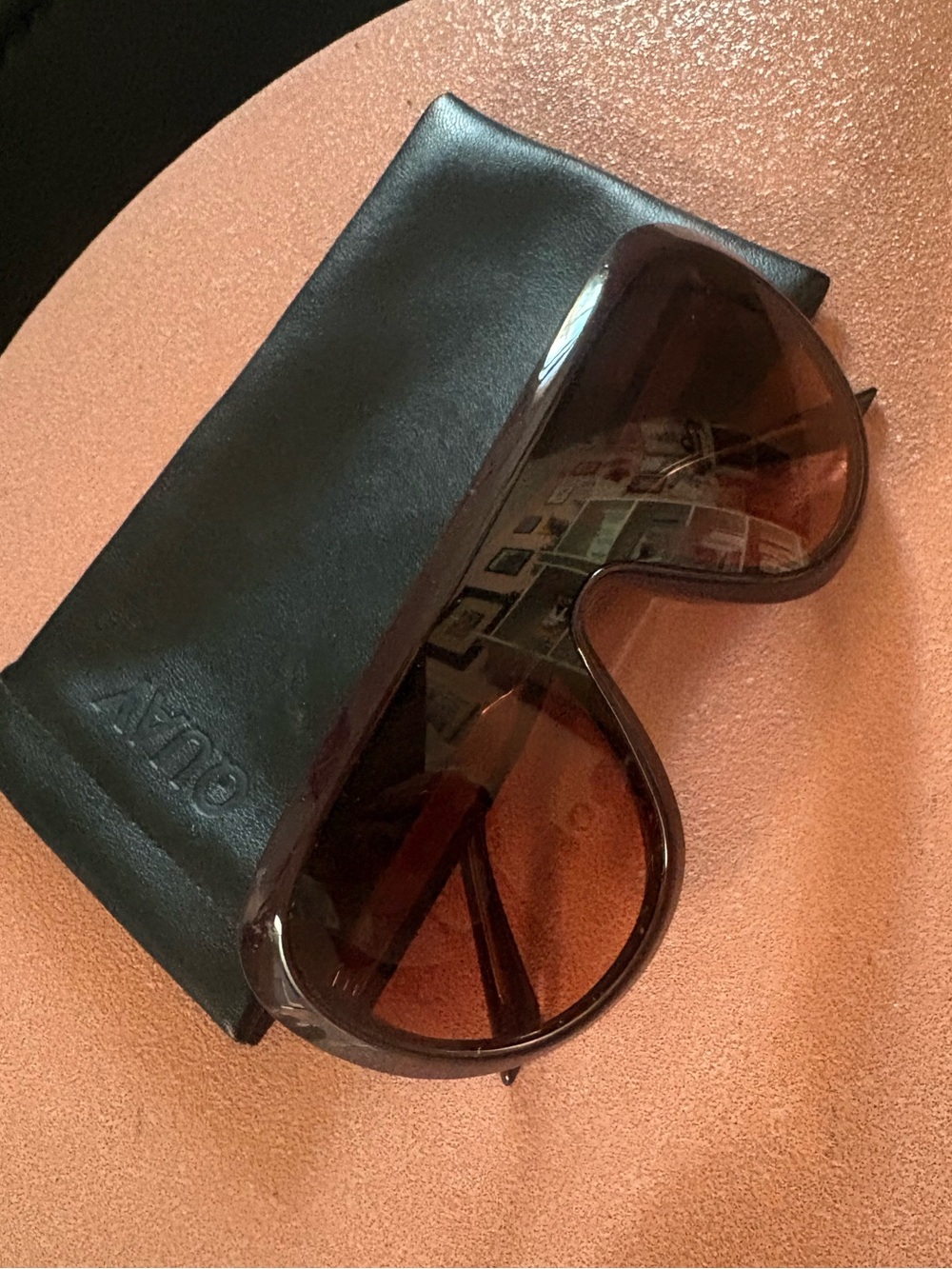 Quay Set List Aviator/Shield Sunglasses - Purple Frame, Dark Brown Camel Lens - Picture 4 of 11